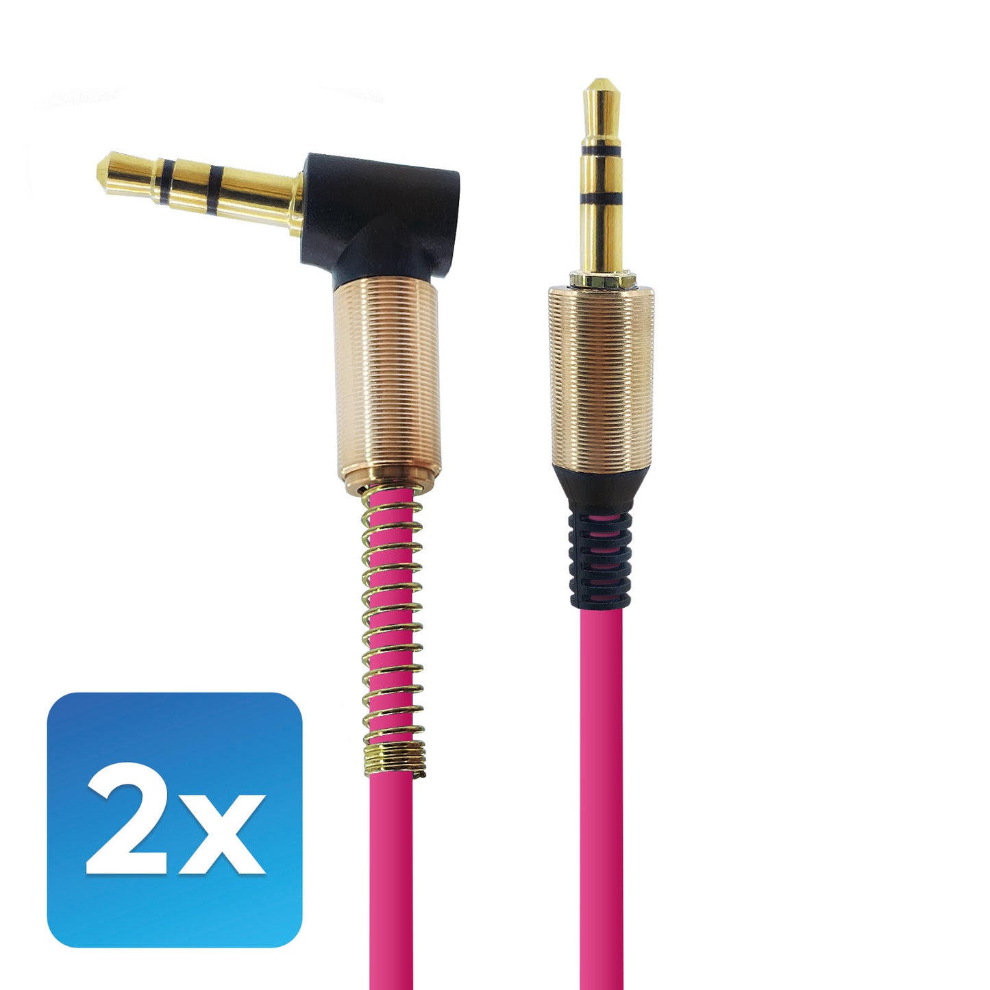Audio-Adapter 3,5mm zu 3,5mm Stecker Pink mit 1 Meter Kabellänge. Stereo Audio-Adapter optimal für, Verstärker, Musikbox, AUX- Audioeingang im Auto.