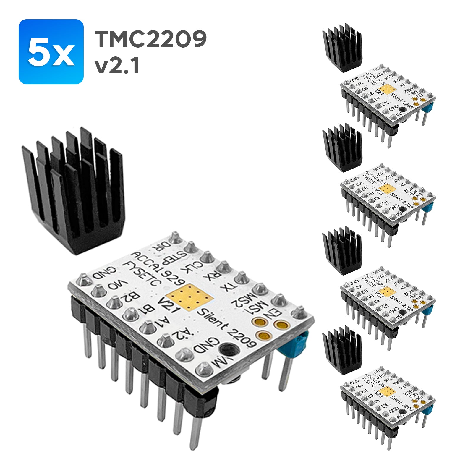 Der TMC2209 inklusive Kühlkörper schrittmotor für 3D Drucker. im dinngs.de Shop kaufen!