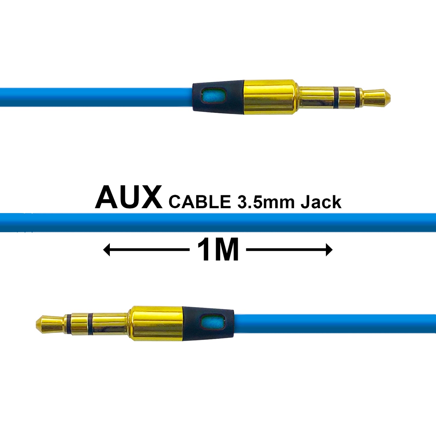 AUX Audio Kabel 1m 3,5mm Blau Klinkenstecker für Stereo MP3 iPhone iPod Auto