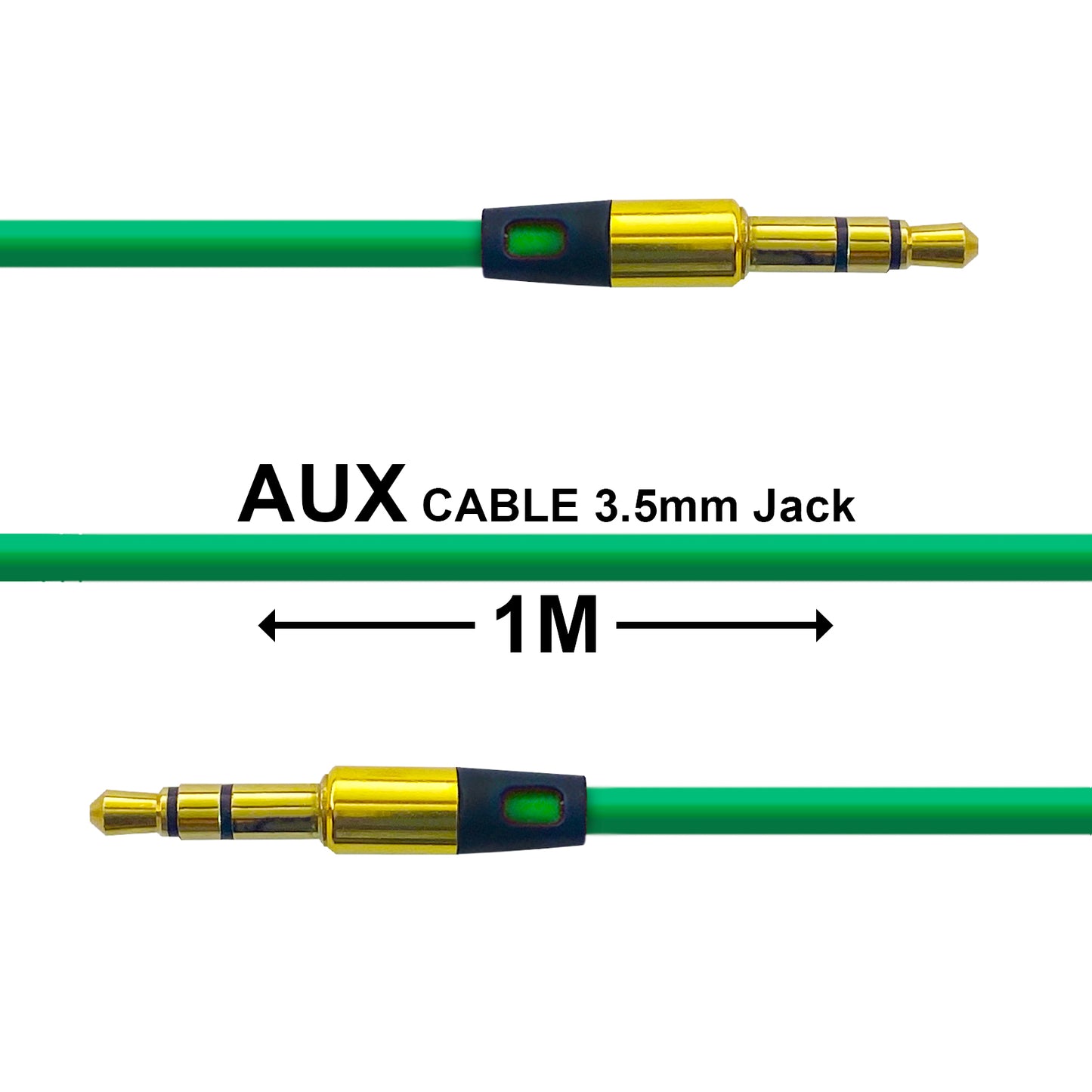 AUX Audio Kabel 1m 3,5mm Grün Klinkenstecker für Stereo MP3 iPhone iPod Auto