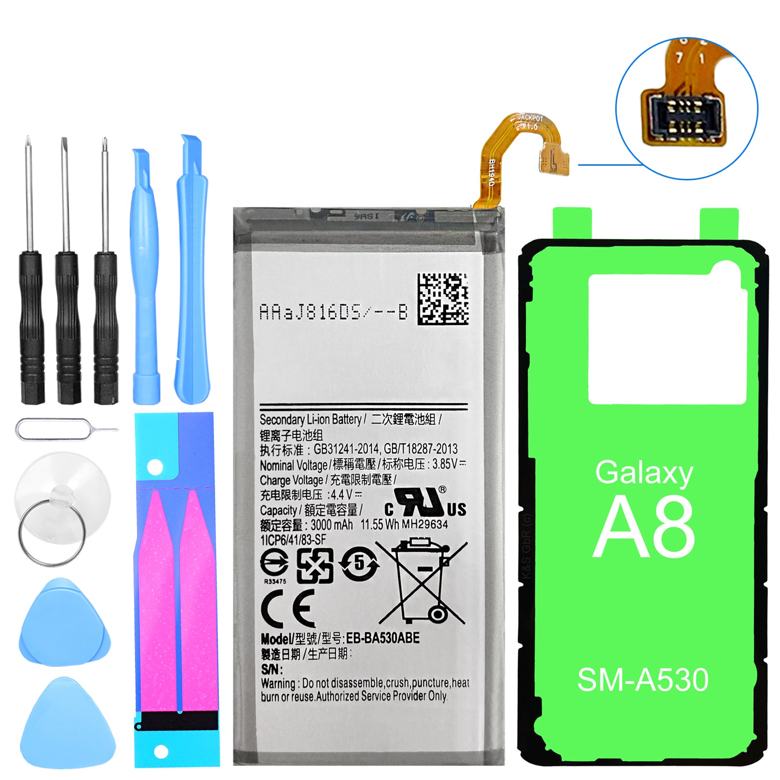 Akku kompatibel mit Samsung Galaxy A8 2018 SM-A530F - ersetzt EB-BA530ABE + Werkzeugset, im Dinngs Onlineshop entdecken und bestellen!