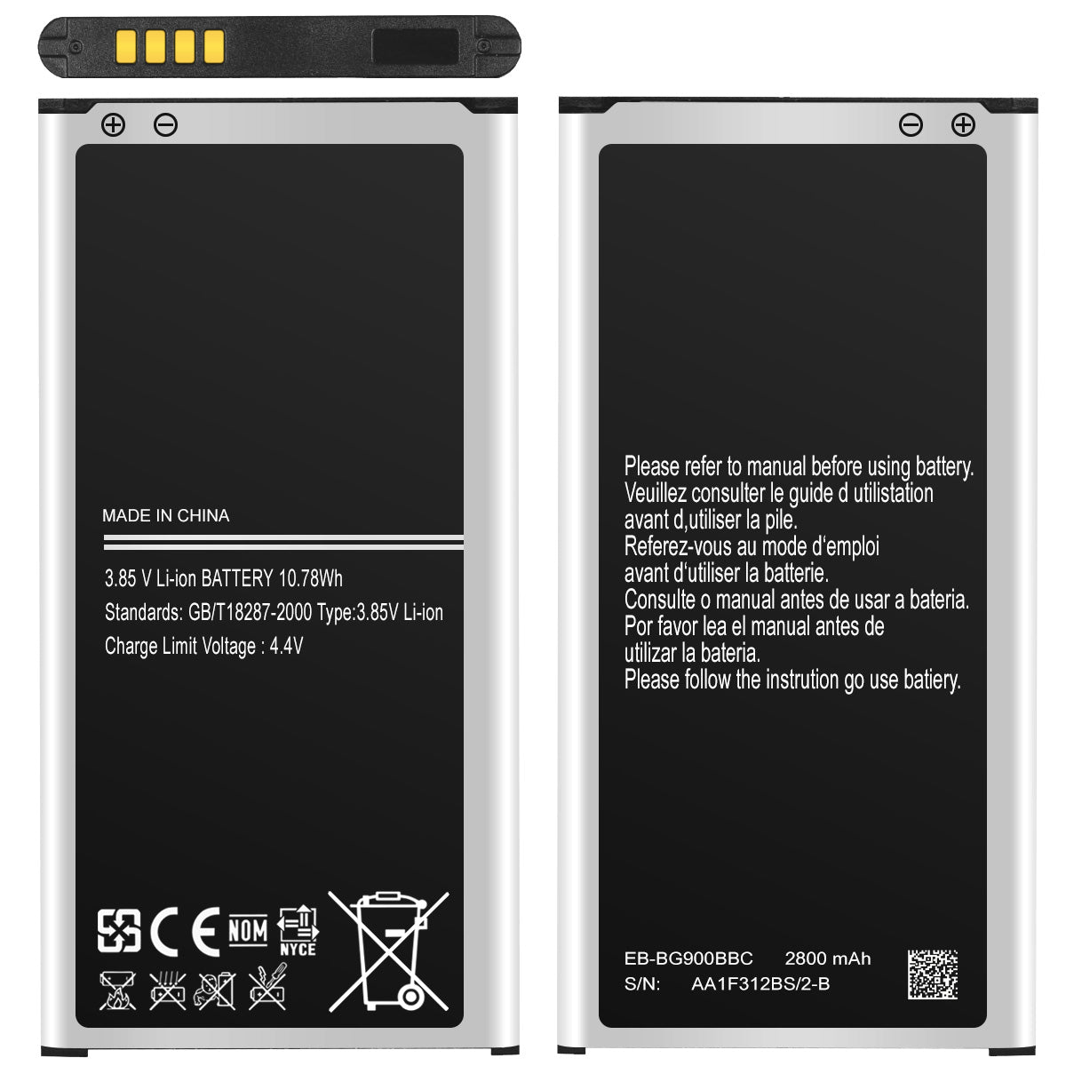 Akku für Samsung Galaxy S5 SM-G900F Ersatzakku EB-BG900BBE