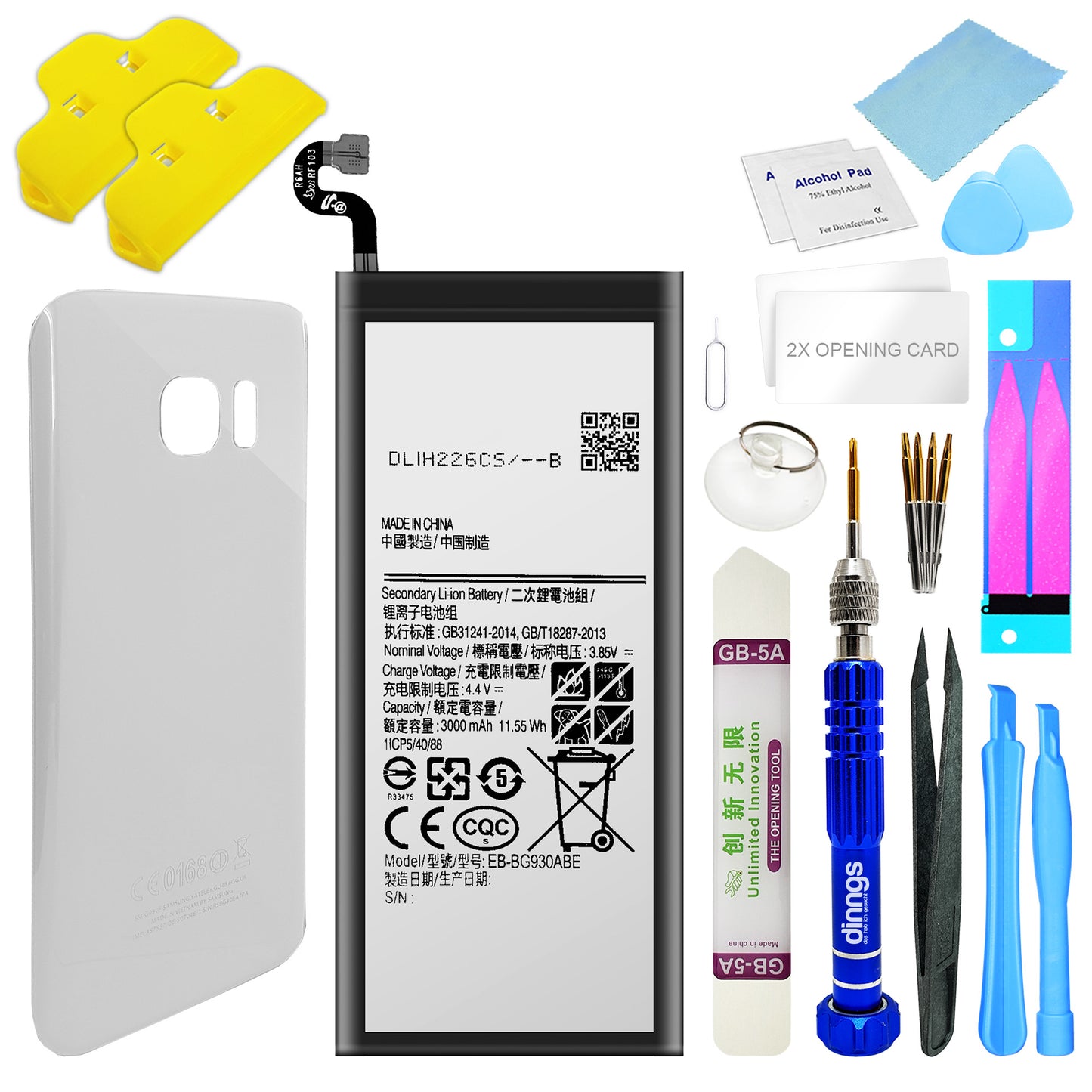 Ersatzakku Akku für Samsung Galaxy S7 SM-G930F EB-BG930ABE + Akkudeckel White (Weiß) + Werkzeug Set / Umbau Kit