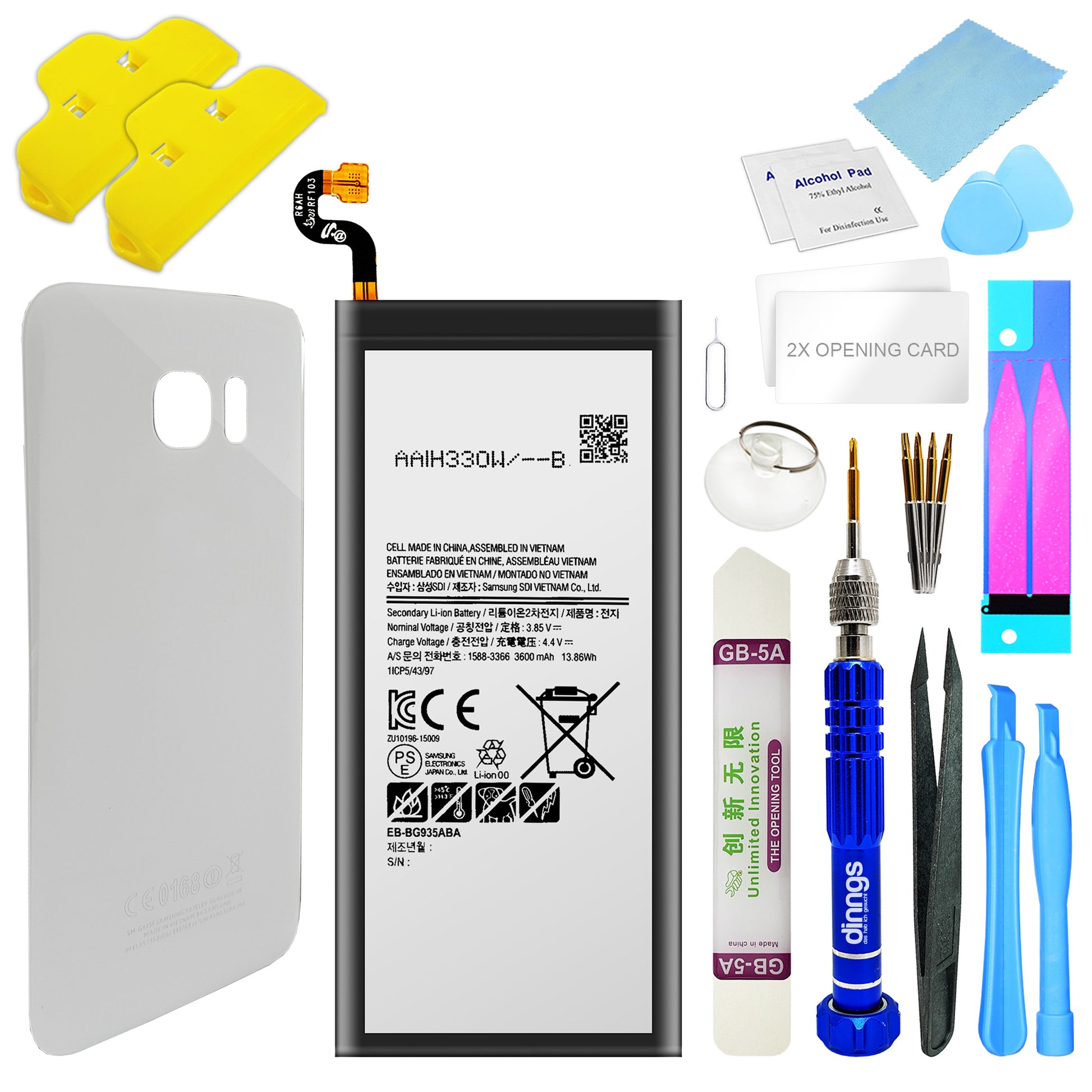 Ersatzakku Akku für Samsung Galaxy S7 Edge SM-G935F EB-BG935ABE + Akkudeckel White (Weiß) + Werkzeug Set / Umbau Kit