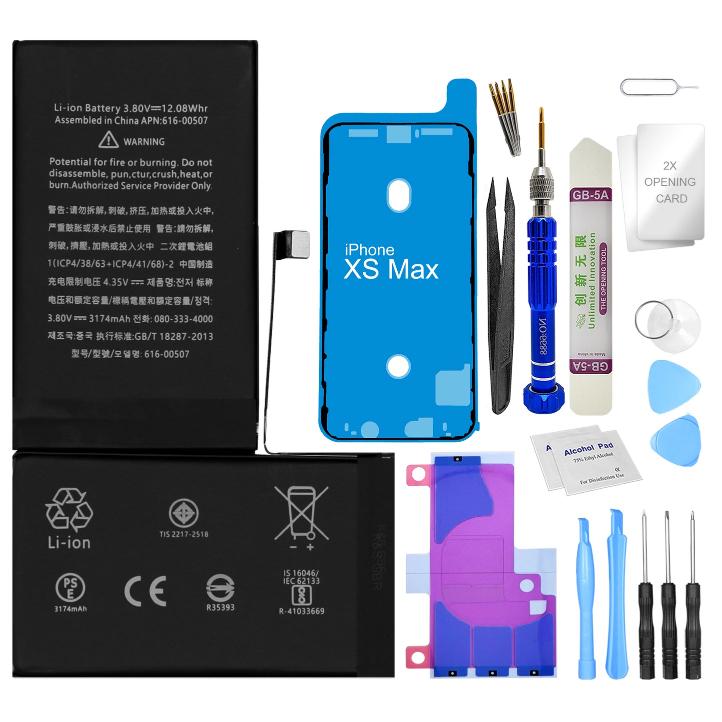 Ersatzakku für Apple iPhone XS MAX Akku Li-Ion - Ersetzt APN 616-00507 + Werkzeugset